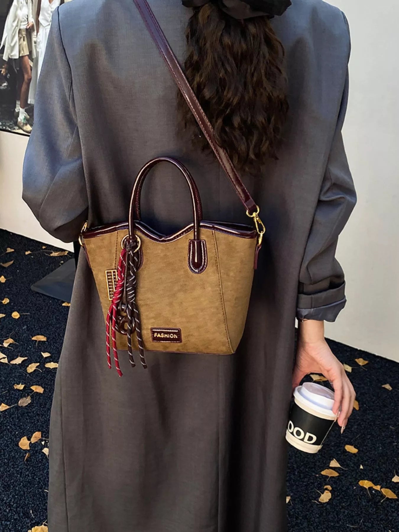 Suede Leather Strap Tote Bag - PBNJ FASHIONS
