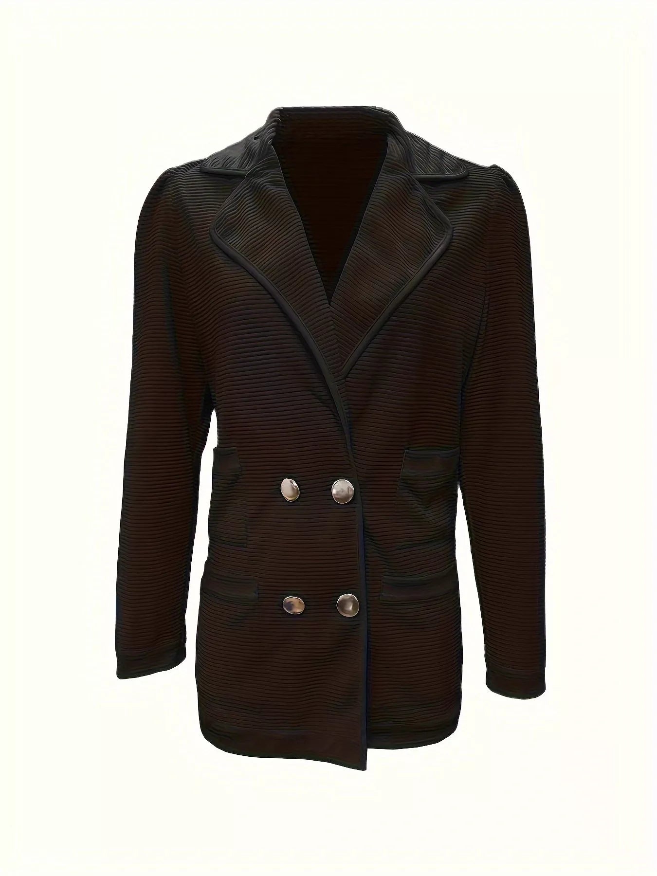 Texture Knit Double - Breasted Blazer - PBNJ FASHIONS