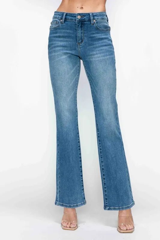 bytos Full Size Cat's Whiskers Mid Rise Bootcut Jeans - PBNJ FASHIONS