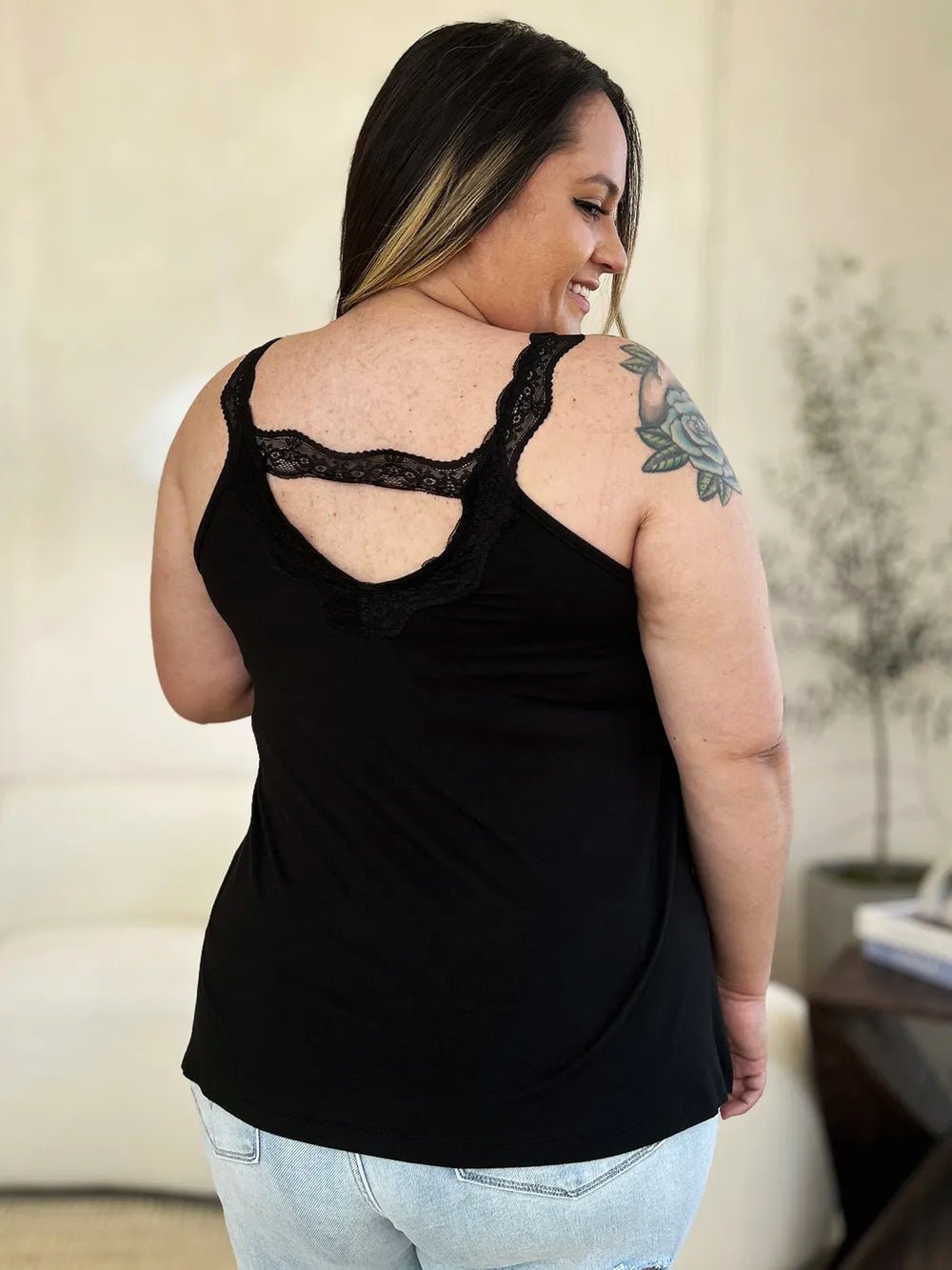 Basic Bae Full Size Lace Detail V - Neck Cutout Cami - PBNJ FASHIONS