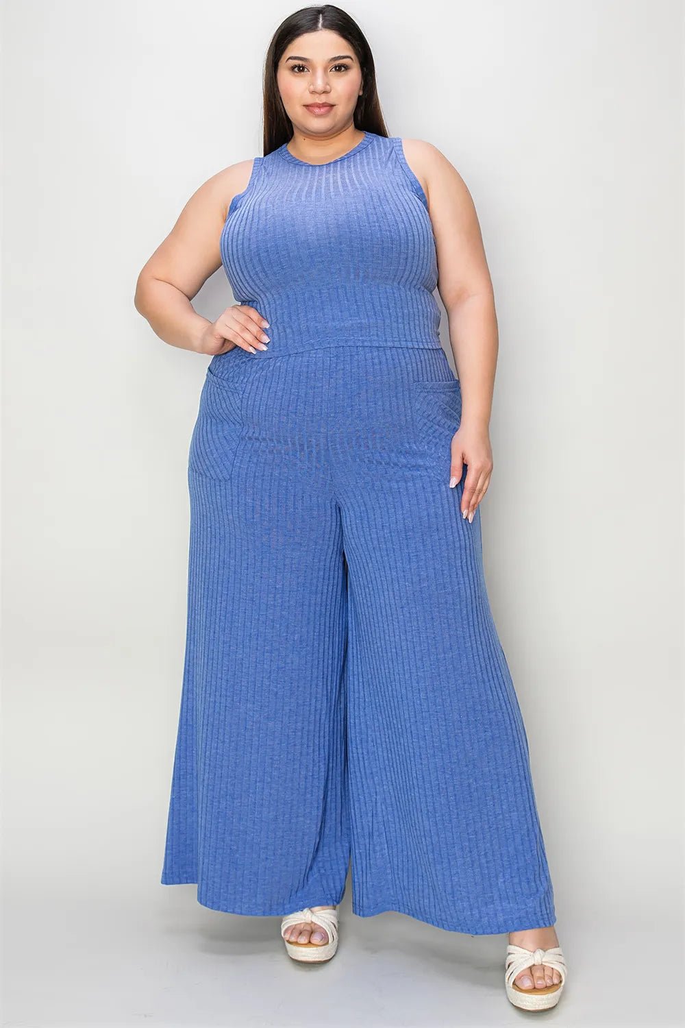 Basic Bae Full Size Ribbed Tank and Wide Leg Pants Set - PBNJ FASHIONS