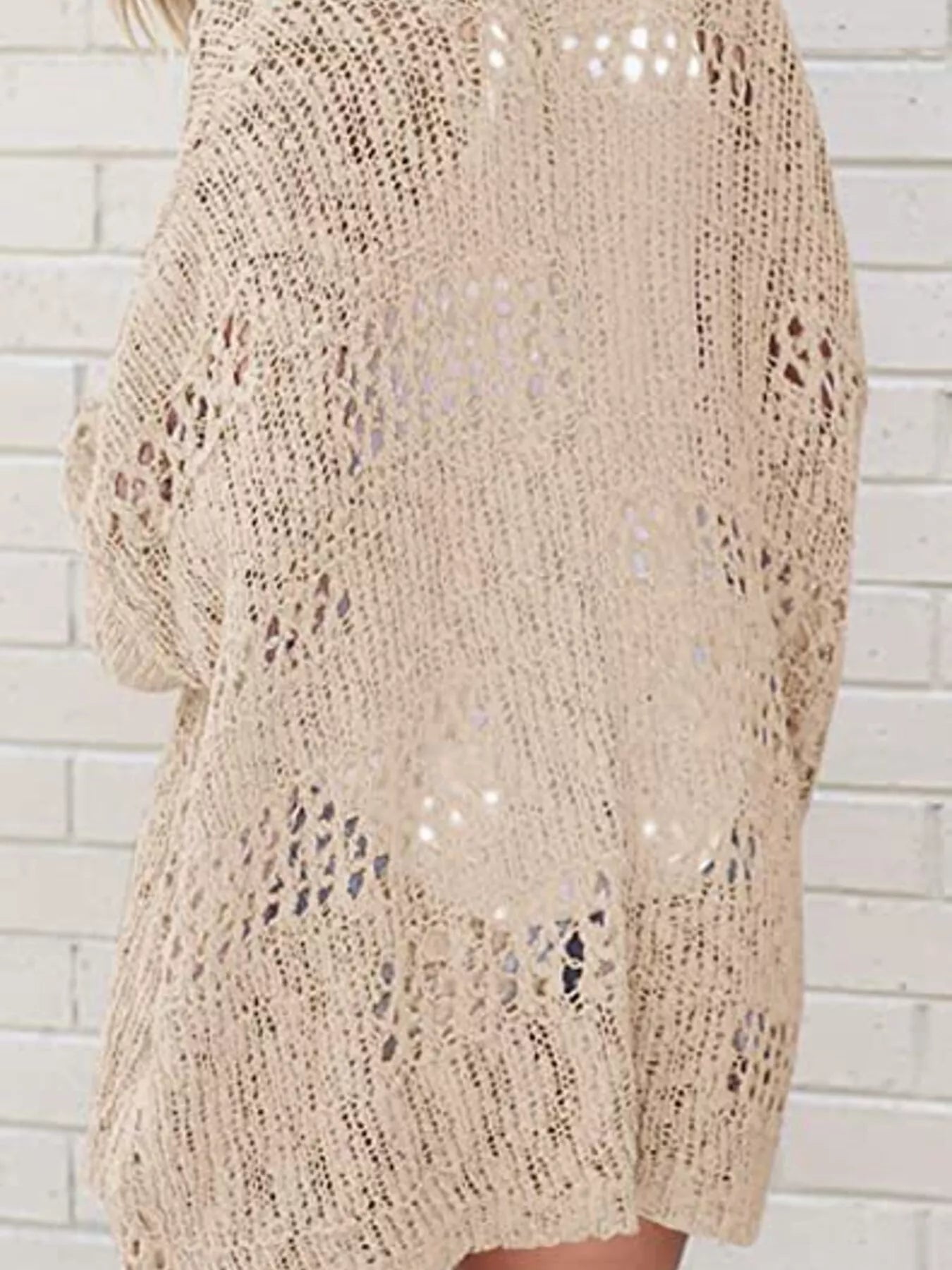 Full Size Openwork Open Front Lightweight Cardigan Plus Size - PBNJ FASHIONS