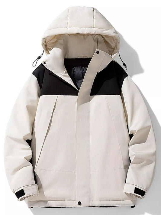 Men's Plus Size Hooded Color Block Padded Winter Coat - PBNJ FASHIONS