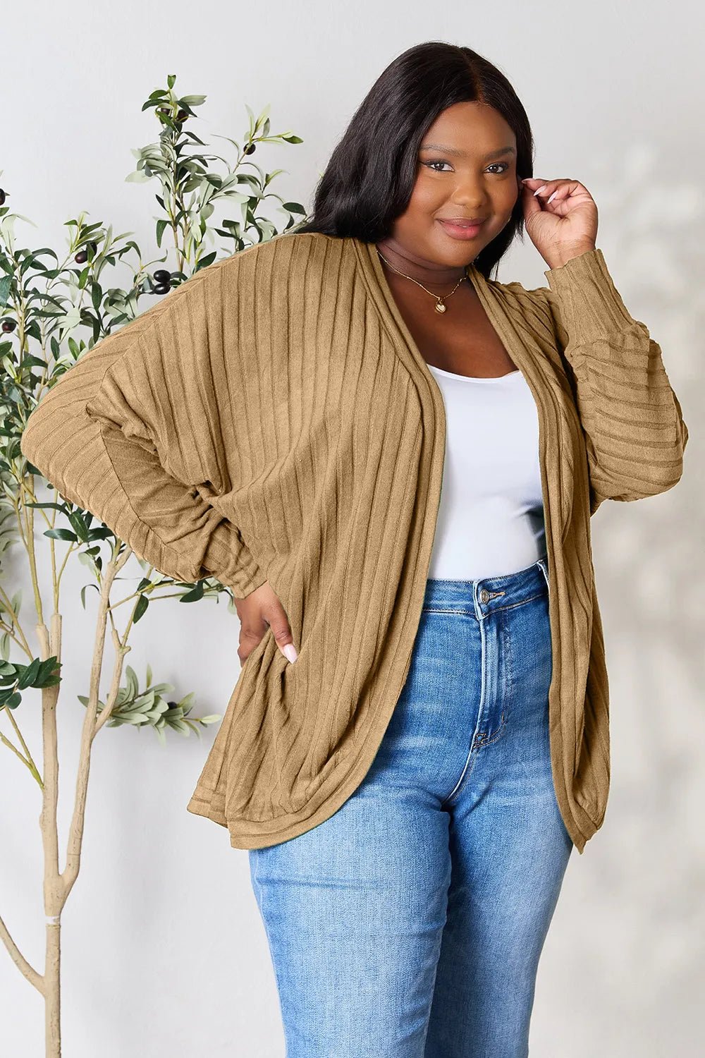 Basic Bae Full Size Ribbed Cocoon Cardigan - PBNJ FASHIONS