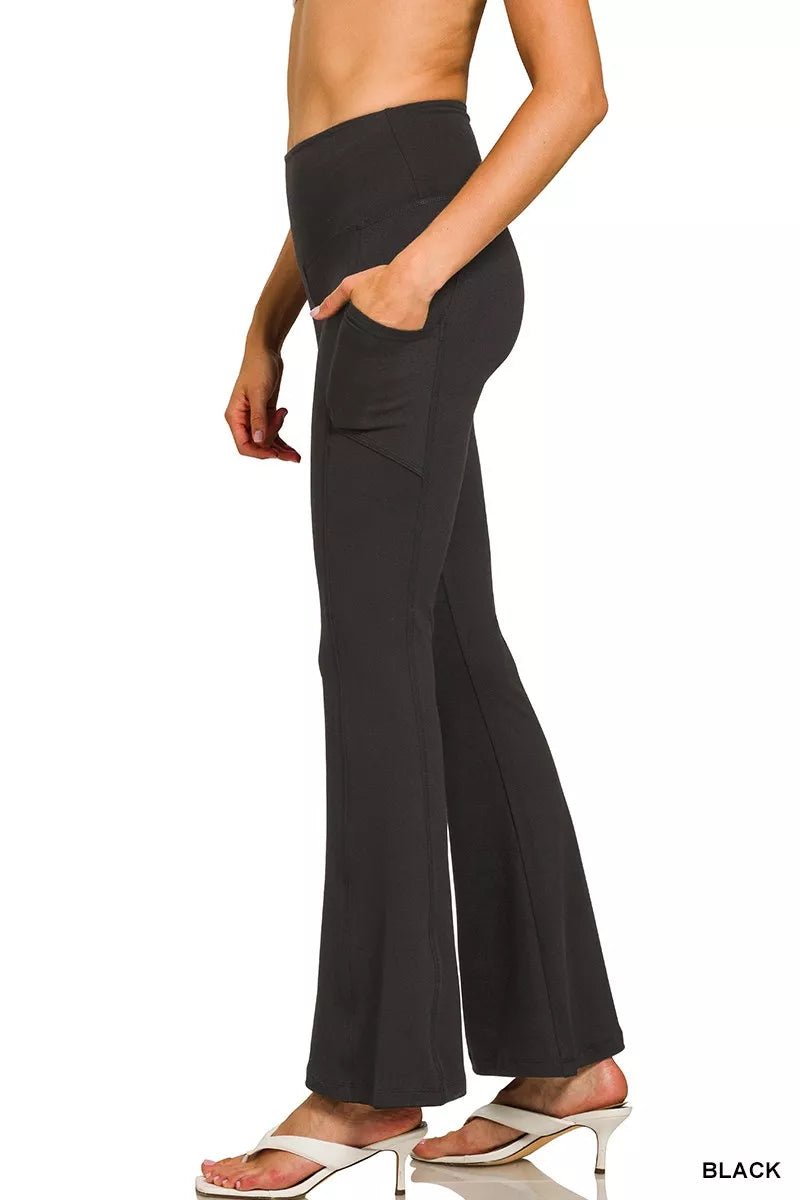 Zenana Brushed Dty Microfiber Flare Pants - PBNJ FASHIONS