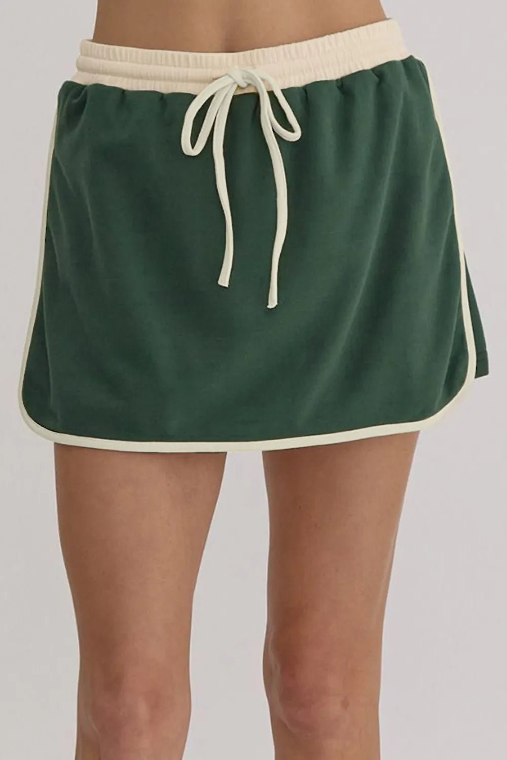 Contrast Trim Round Neck Top and Skort Set - PBNJ FASHIONS