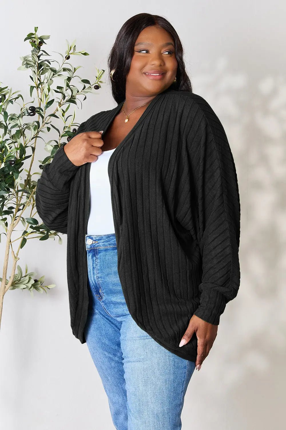 Basic Bae Full Size Ribbed Cocoon Cardigan - PBNJ FASHIONS
