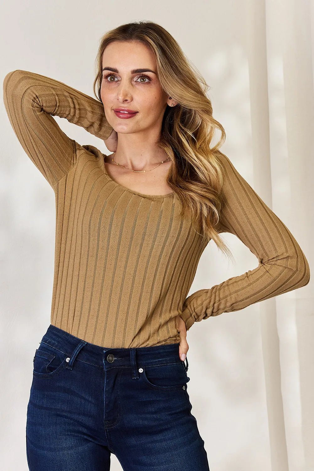 Basic Bae Full Size Ribbed Long Sleeve T-Shirt - PBNJ FASHIONS