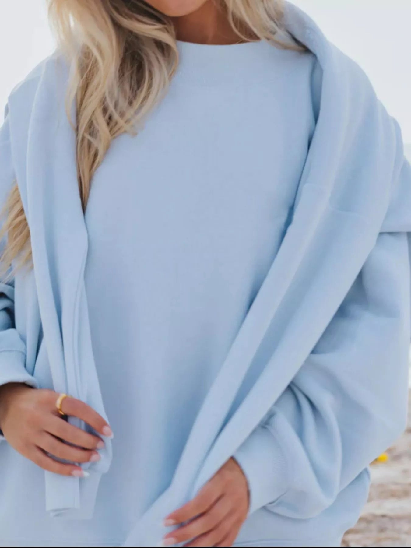 Relaxed Fit Round Neck Sweatshirt and Shorts Set - PBNJ FASHIONS