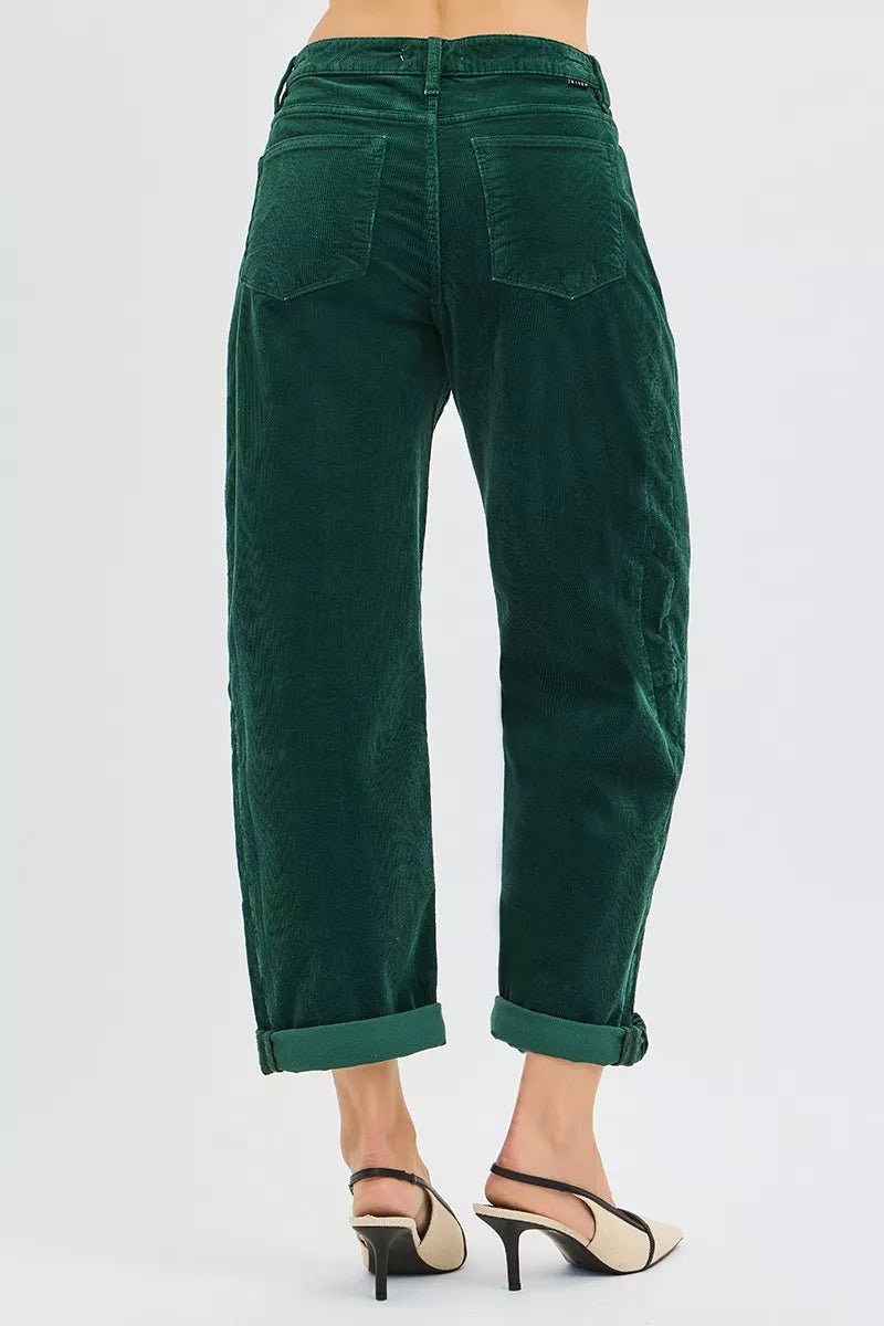 RISEN High Rise Crop Barrel Cordurory Pants - PBNJ FASHIONS