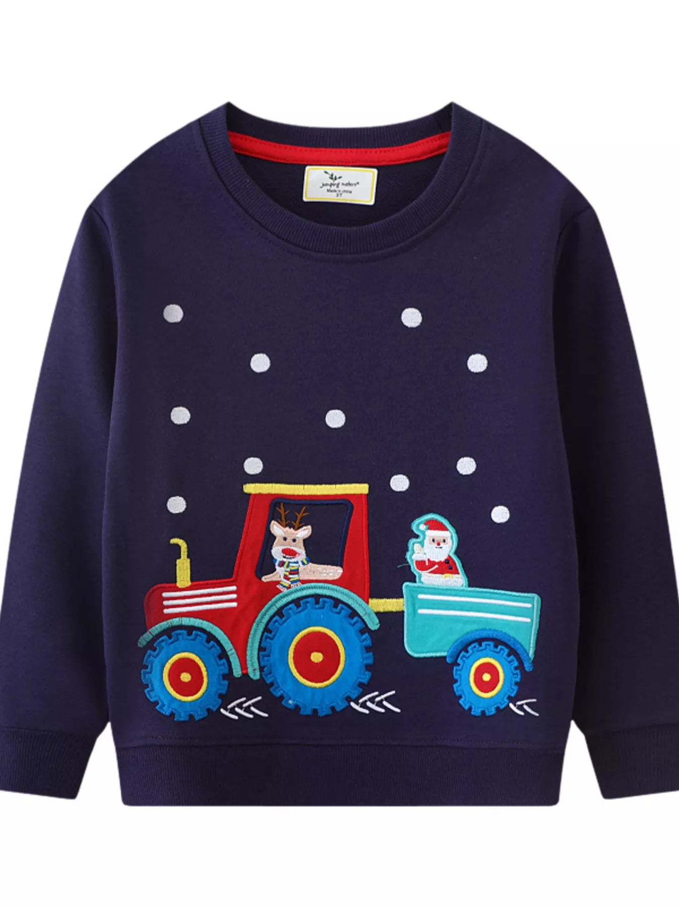 Children's Christmas Embroidered Round Neck Sweatshirt - PBNJ FASHIONS