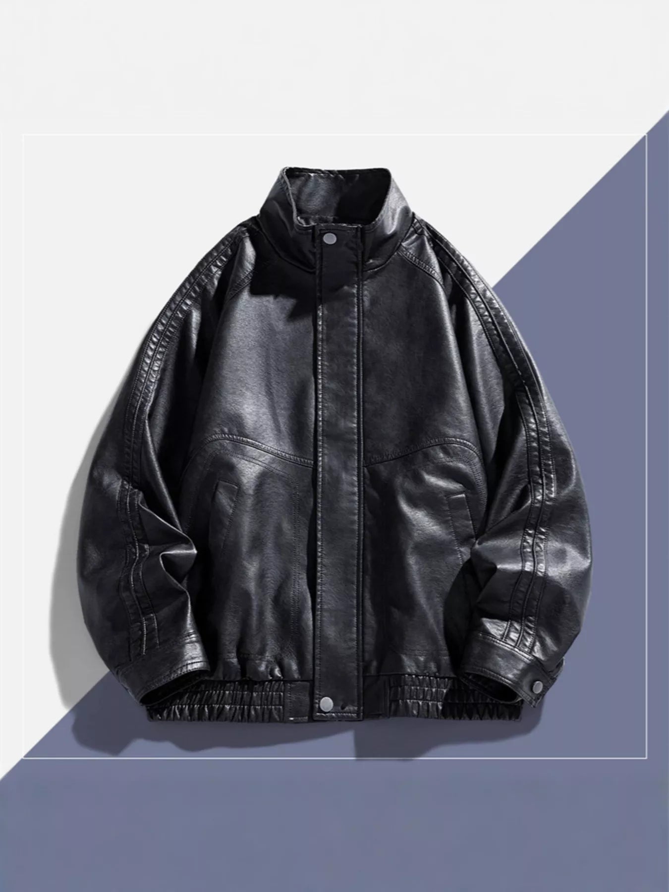 Men's Plus Size Vintage Style Faux Leather Moto Jacket - PBNJ FASHIONS