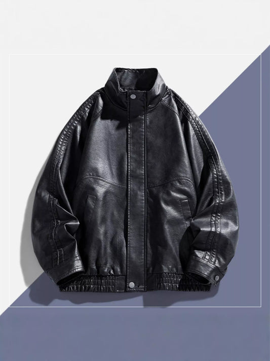 Men's Plus Size Vintage Style Faux Leather Moto Jacket - PBNJ FASHIONS