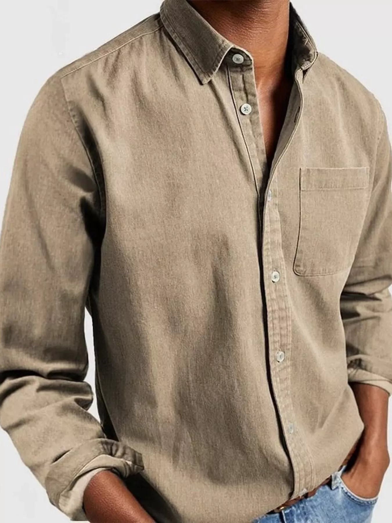 Men's Full Size Button Up Long Sleeve Shirt Plus Size - PBNJ FASHIONS