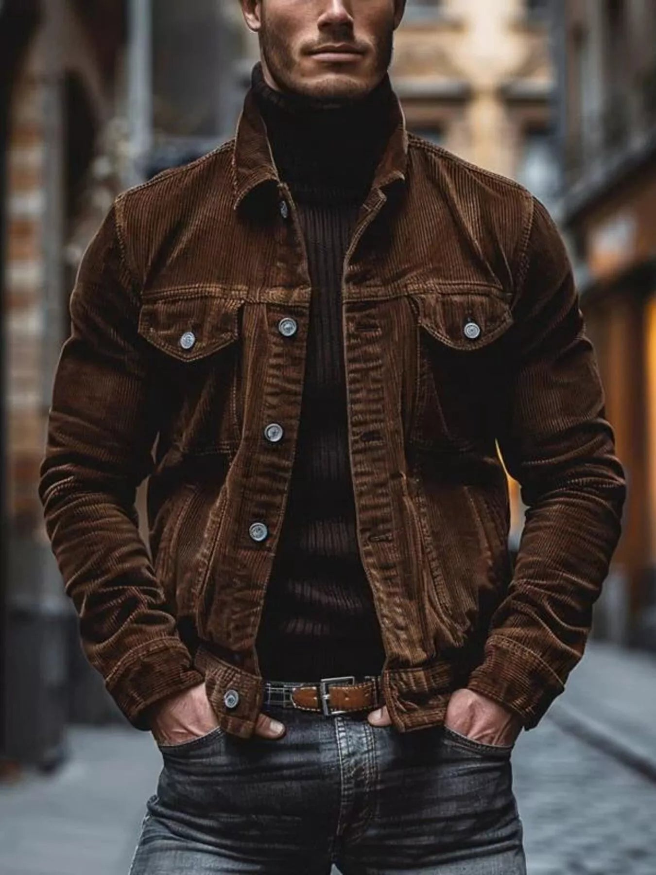 Men's Full Size Corduroy Button - Down Jacket Plus Size - PBNJ FASHIONS