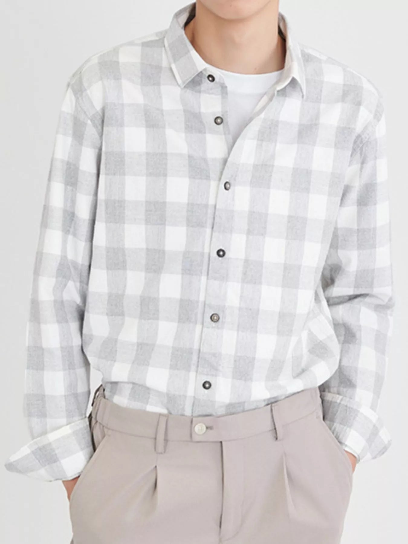 Men's Full Size Casual Plaid Button Up Shirt Plus Size - PBNJ FASHIONS