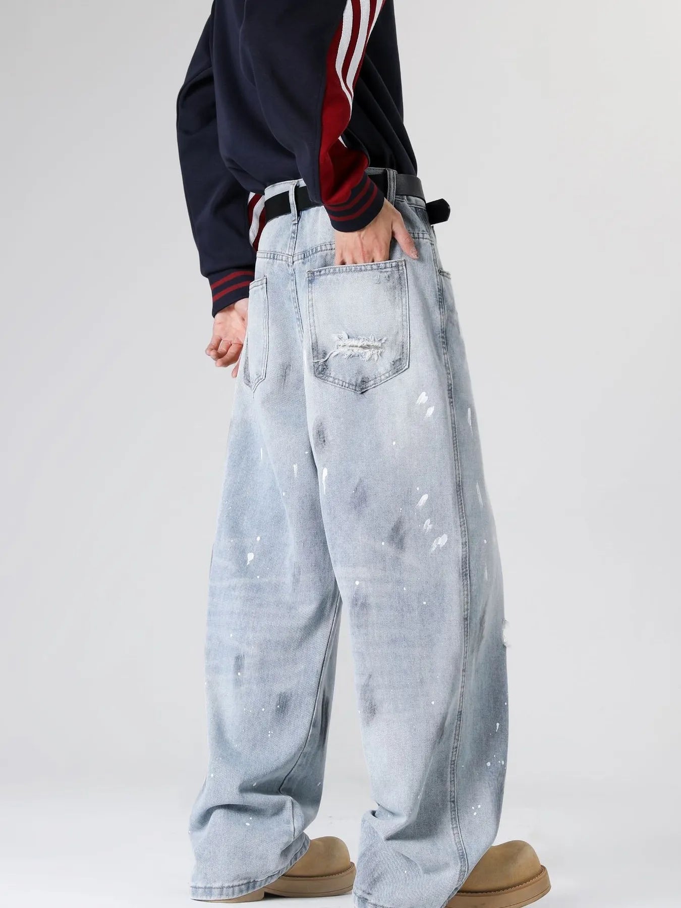 Men's Full Size Distressed Wide Leg Jeans Plus Size - PBNJ FASHIONS