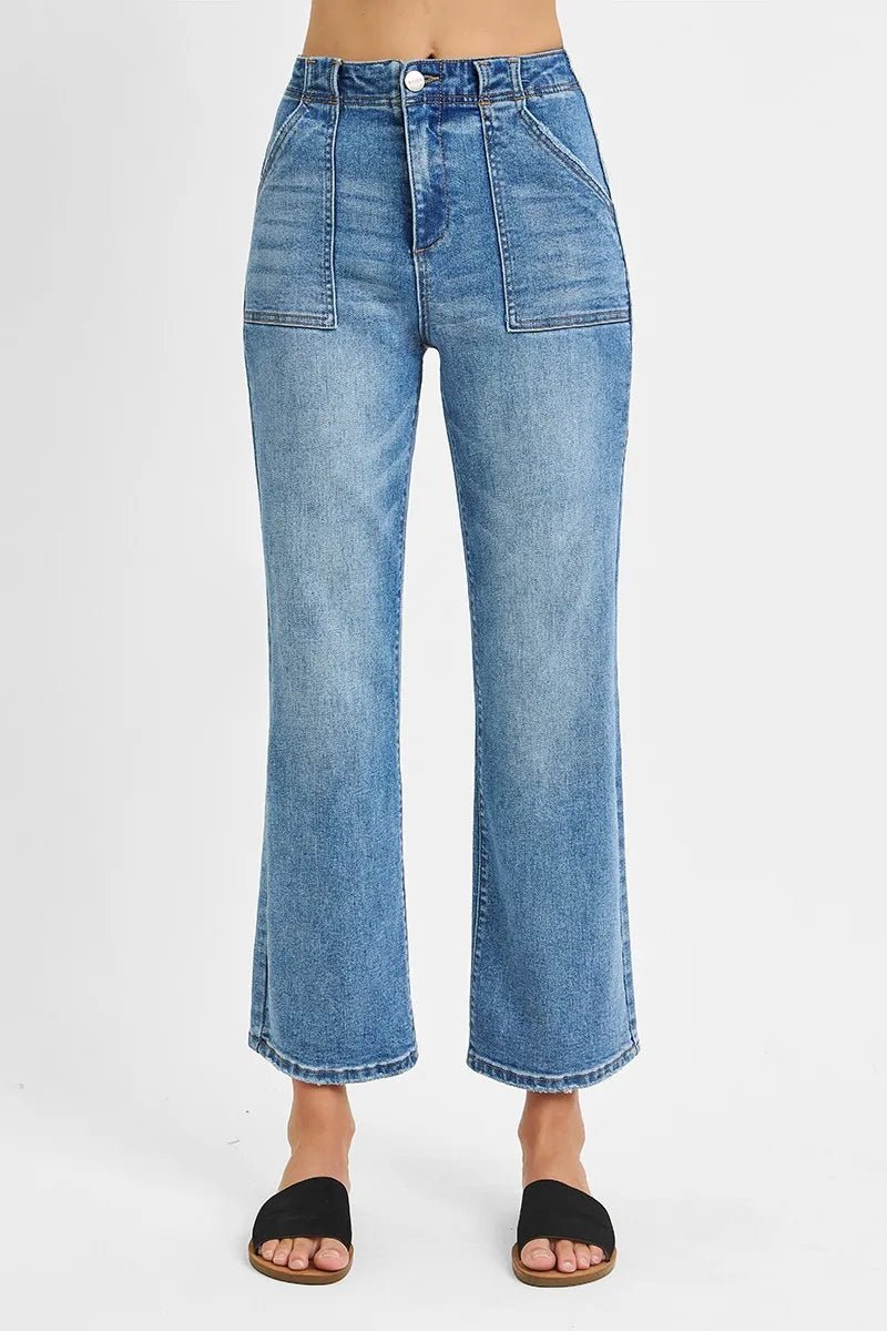 RISEN Full Size High Waisted Bootcut Cropped Jeans Plus Size - PBNJ FASHIONS