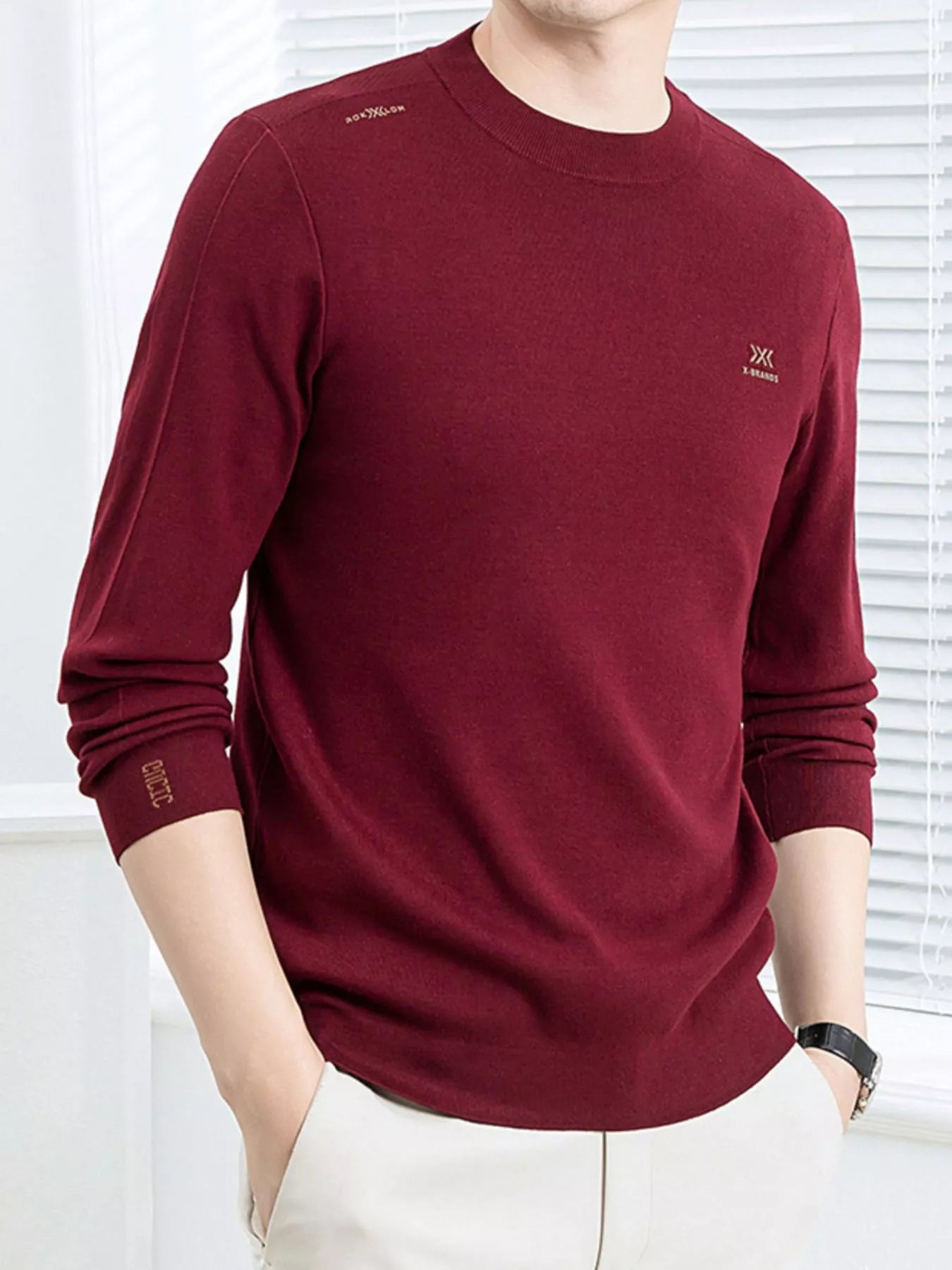 Men's Plus Size Long Sleeve Slim Fit Knit Top - PBNJ FASHIONS