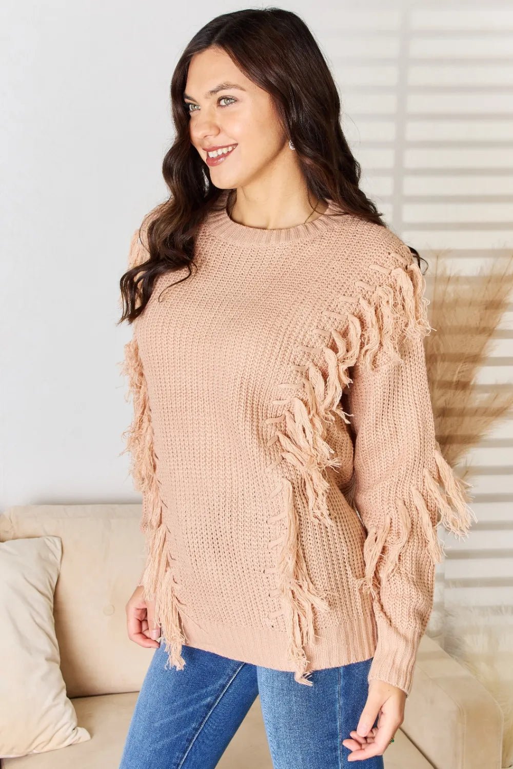 And The Why Tassel Detail Long Sleeve Sweater - PBNJ FASHIONS