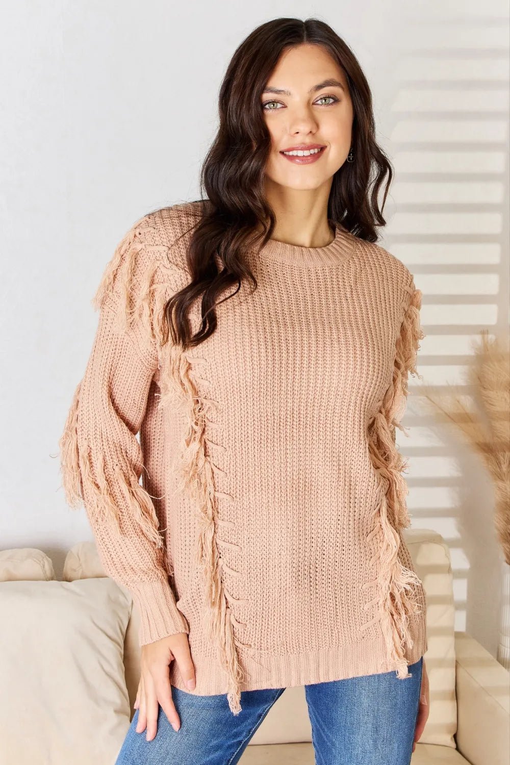 And The Why Tassel Detail Long Sleeve Sweater - PBNJ FASHIONS
