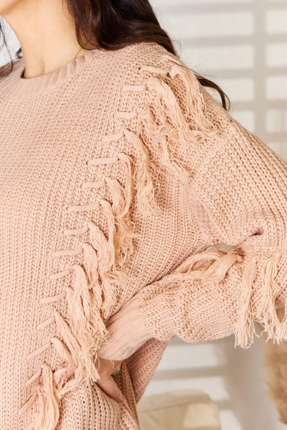 And The Why Tassel Detail Long Sleeve Sweater - PBNJ FASHIONS