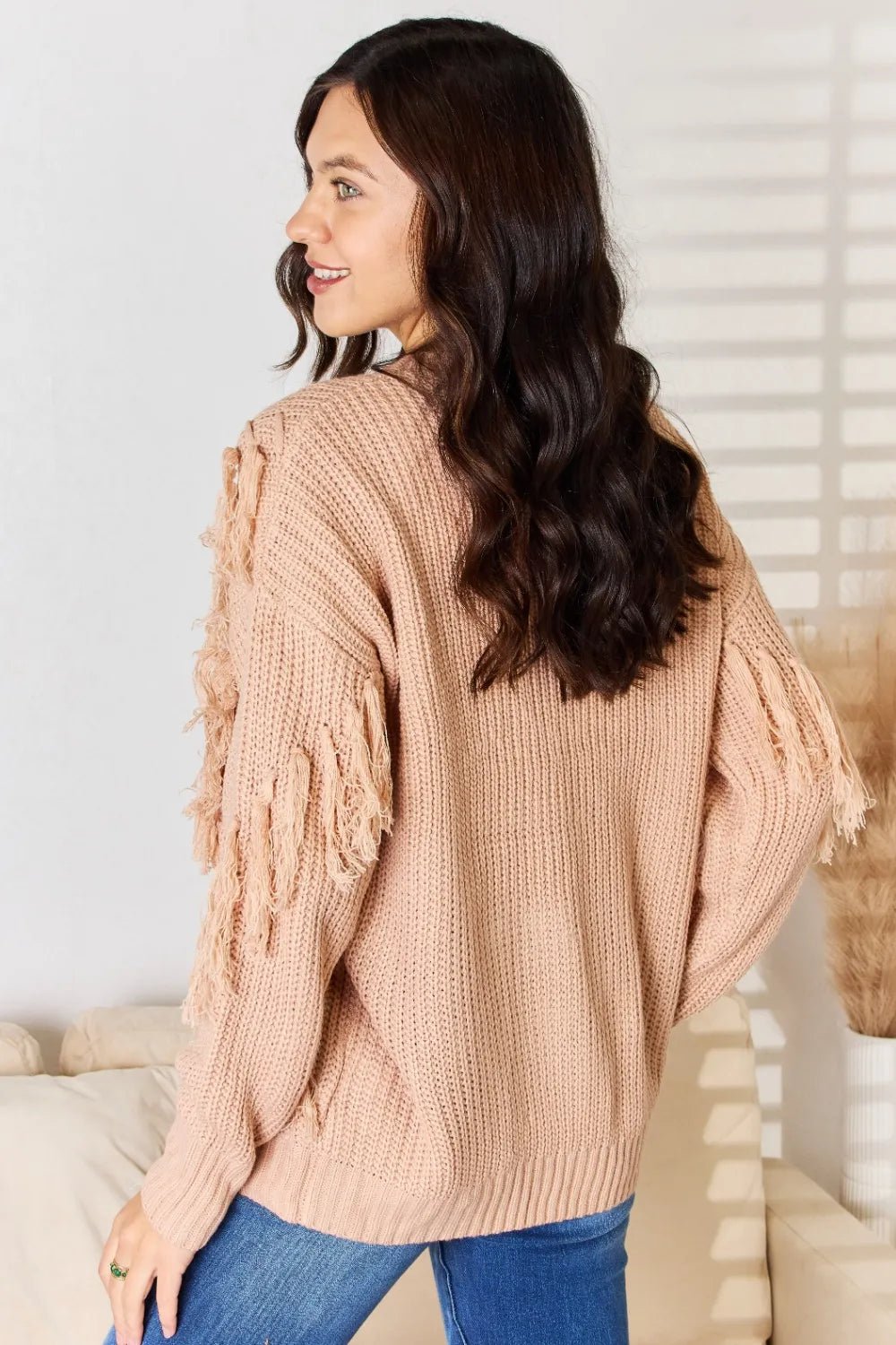 And The Why Tassel Detail Long Sleeve Sweater - PBNJ FASHIONS
