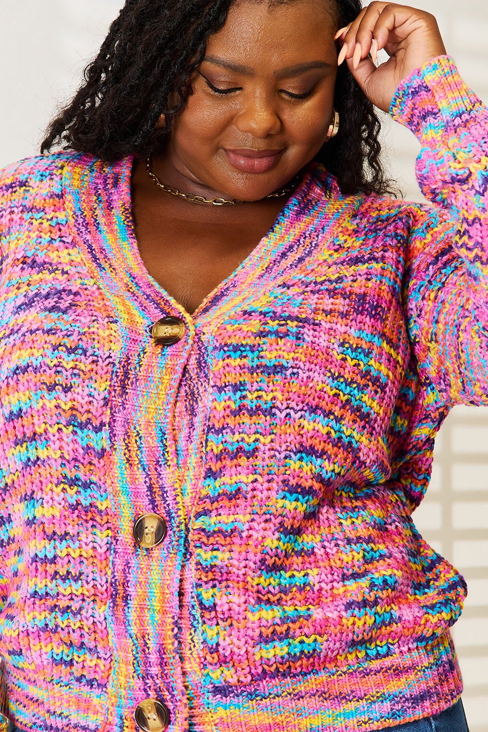 Angel Wings Woven Right V - Neck Long Sleeve Cardigan - PBNJ FASHIONS