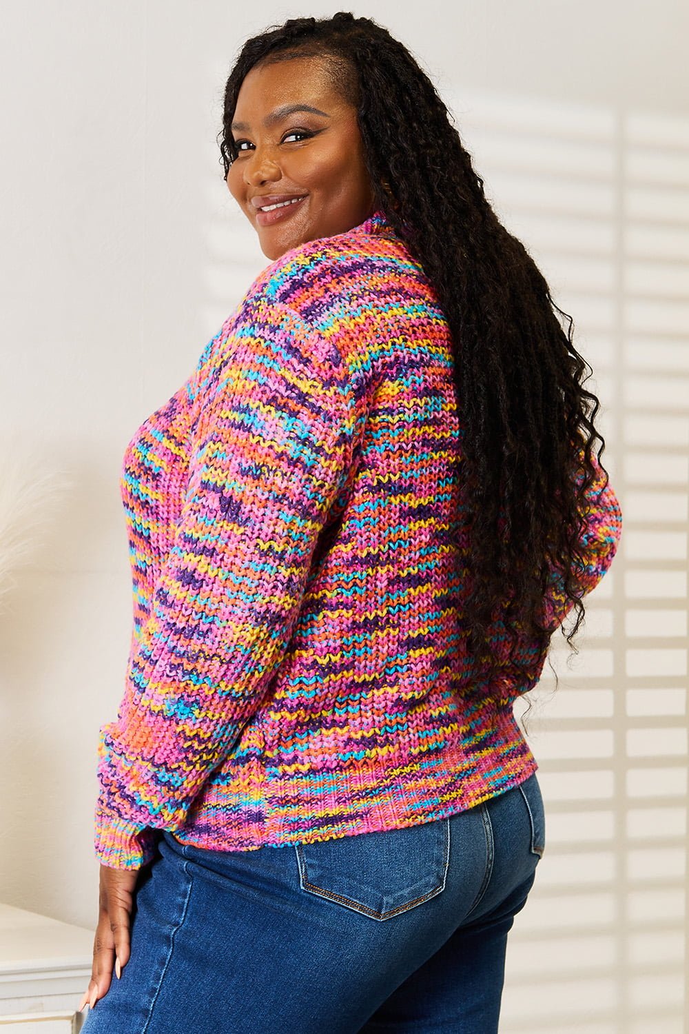 Angel Wings Woven Right V - Neck Long Sleeve Cardigan - PBNJ FASHIONS