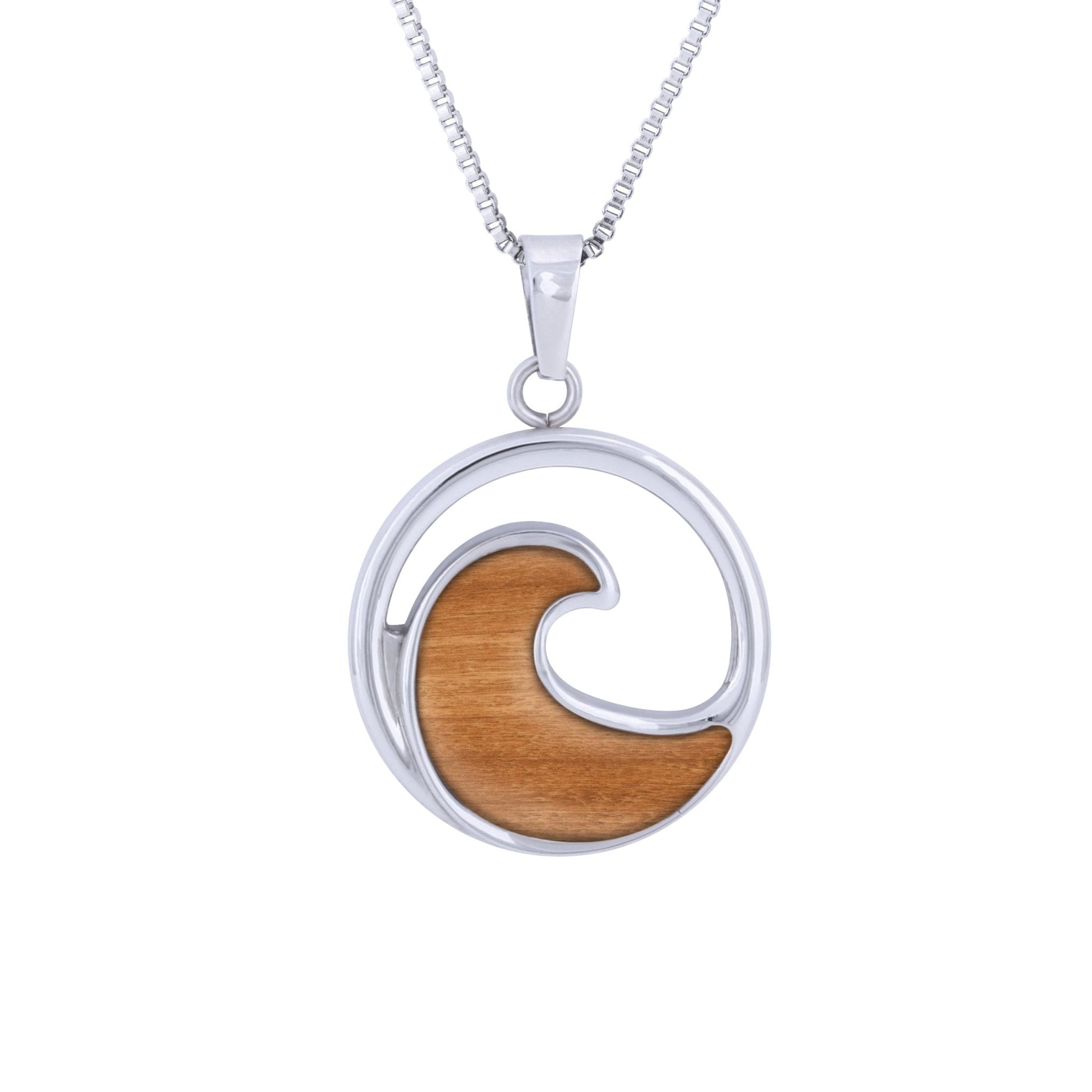 Australian Gum Burl Stainless Steel Wave Pendant - Engraved Australia - 25mm dia. - Includes Box Chain - PBNJ FASHIONS