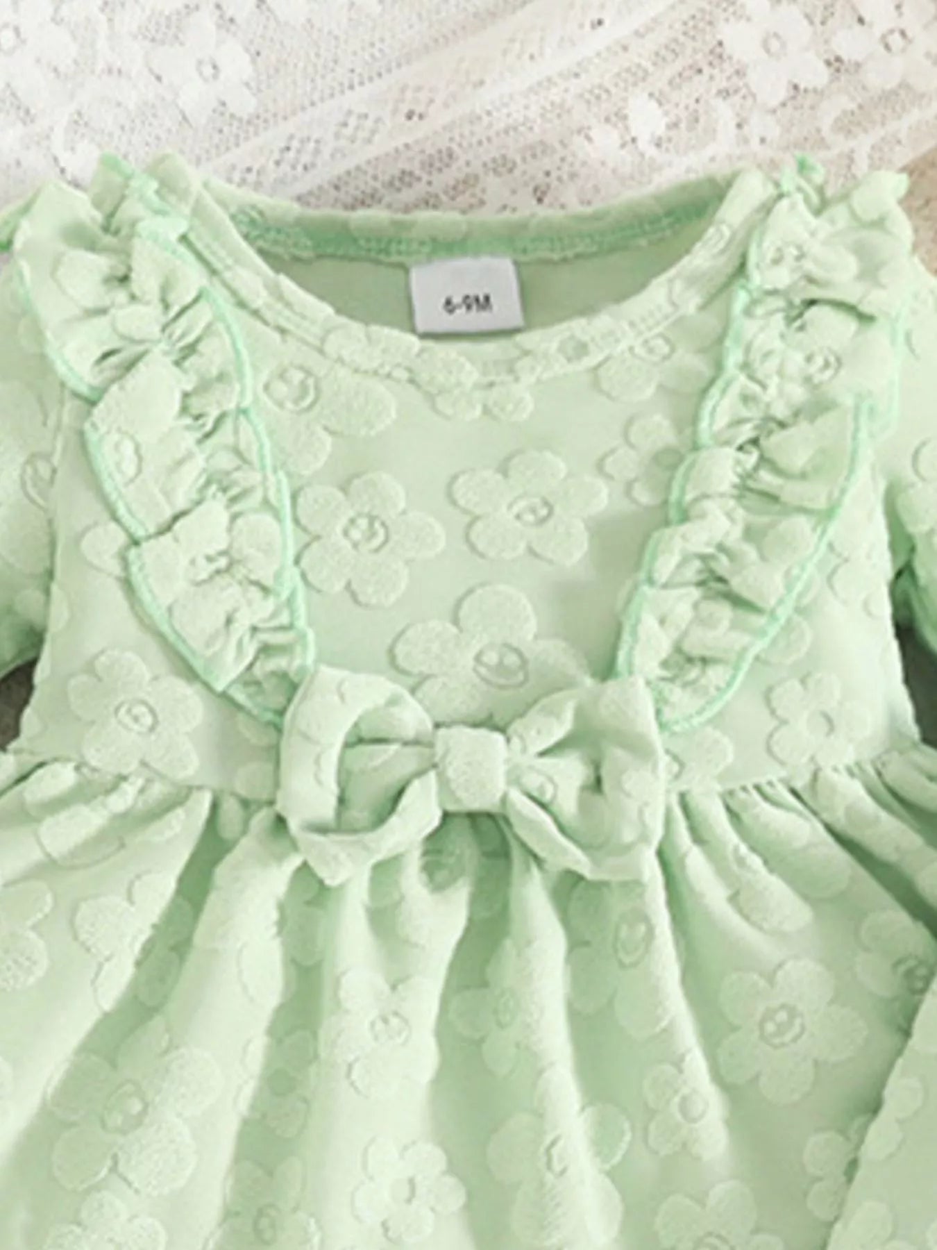Children's Floral Embossed Ruffle Trim Top and Pants Set - PBNJ FASHIONS