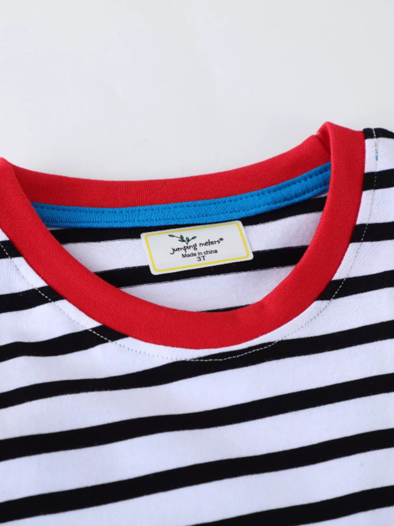 Children's Striped Long Sleeve T-Shirt with Construction Vehicle Appliques - PBNJ FASHIONS