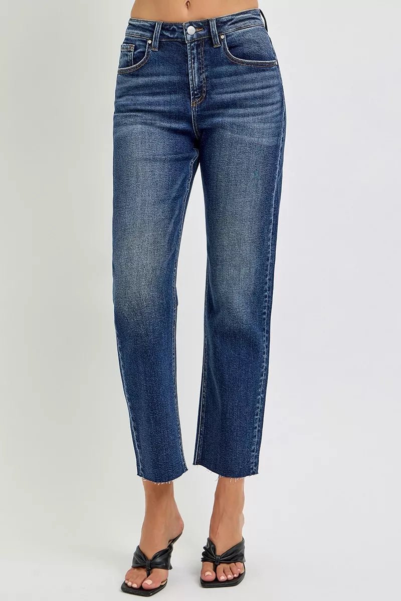 RISEN High Rise Slim Barrel Jeans - PBNJ FASHIONS