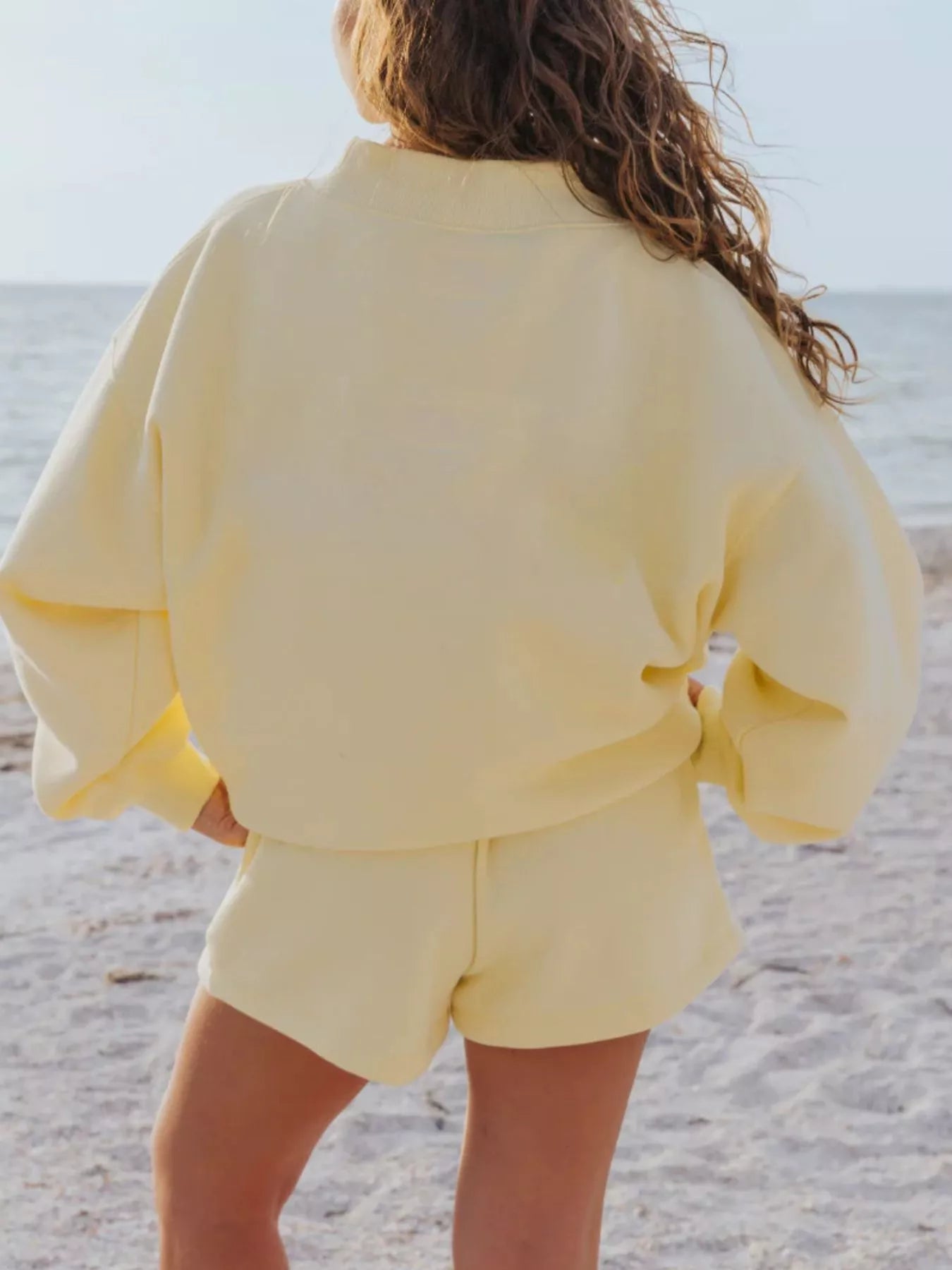 Relaxed Fit Round Neck Sweatshirt and Shorts Set - PBNJ FASHIONS