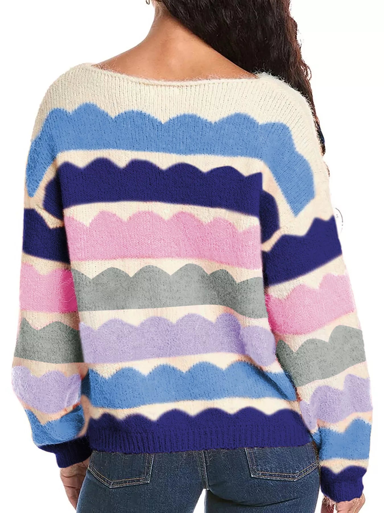 Contrast Boat Neck Sweater - PBNJ FASHIONS