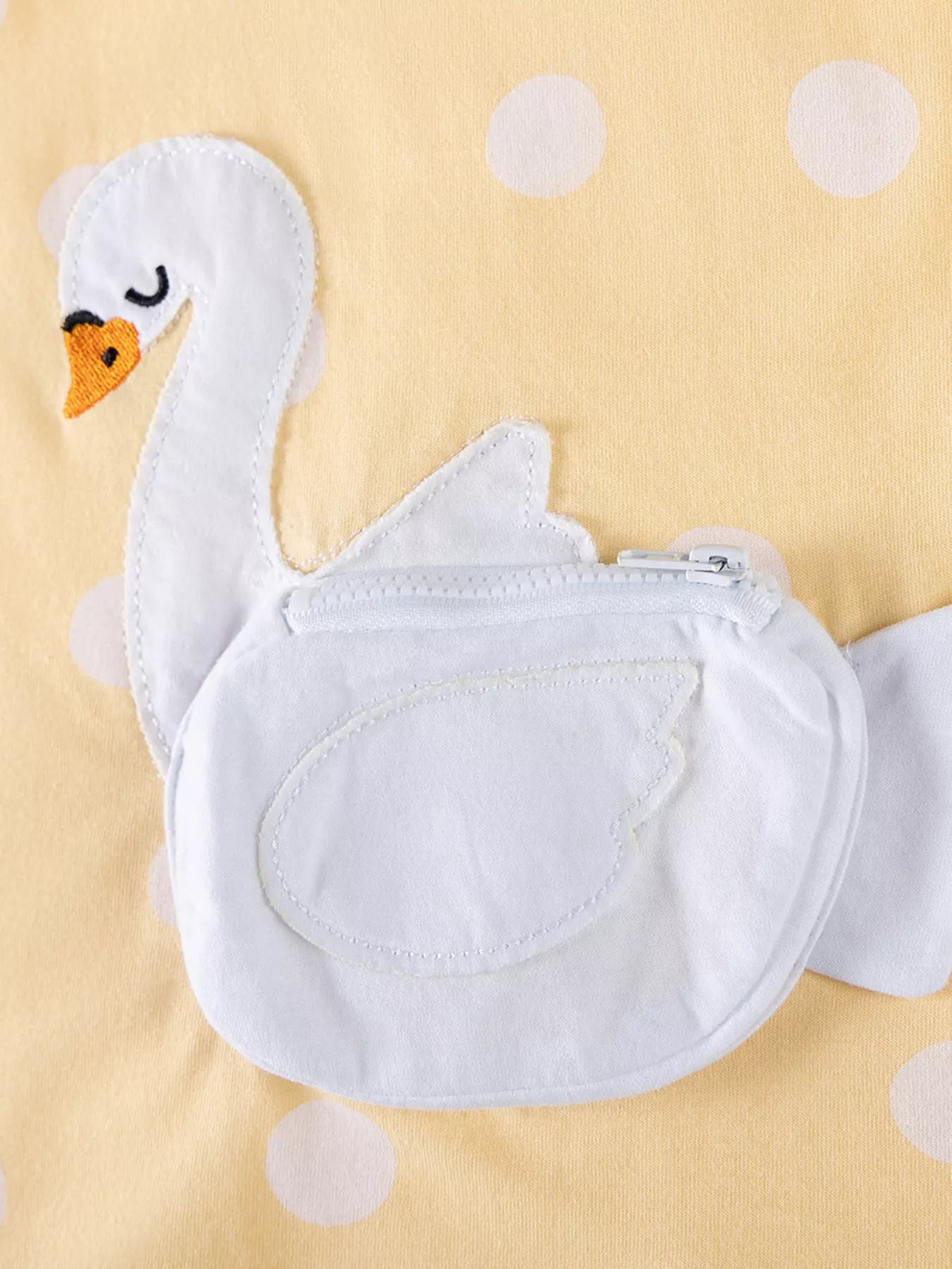 Children's Swan Applique Polka Dot Ruffle Sleeve Dress - PBNJ FASHIONS