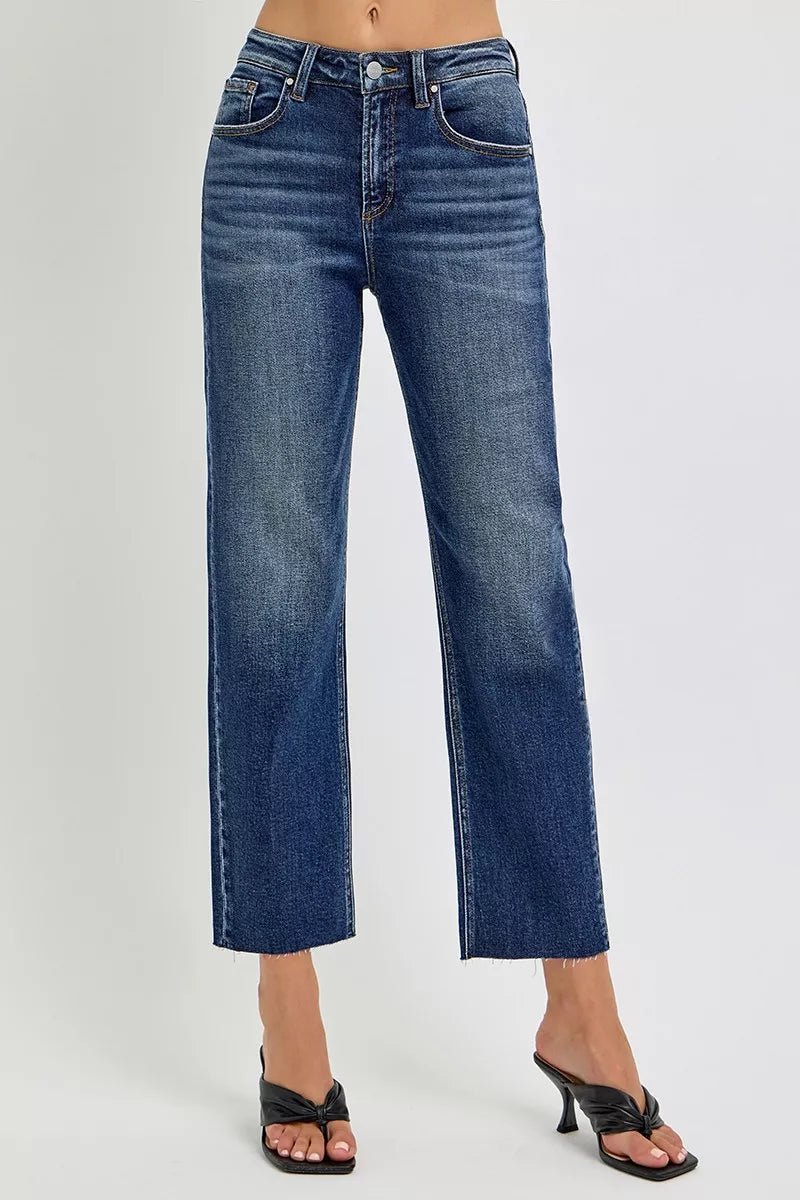 RISEN High Rise Slim Barrel Jeans - PBNJ FASHIONS