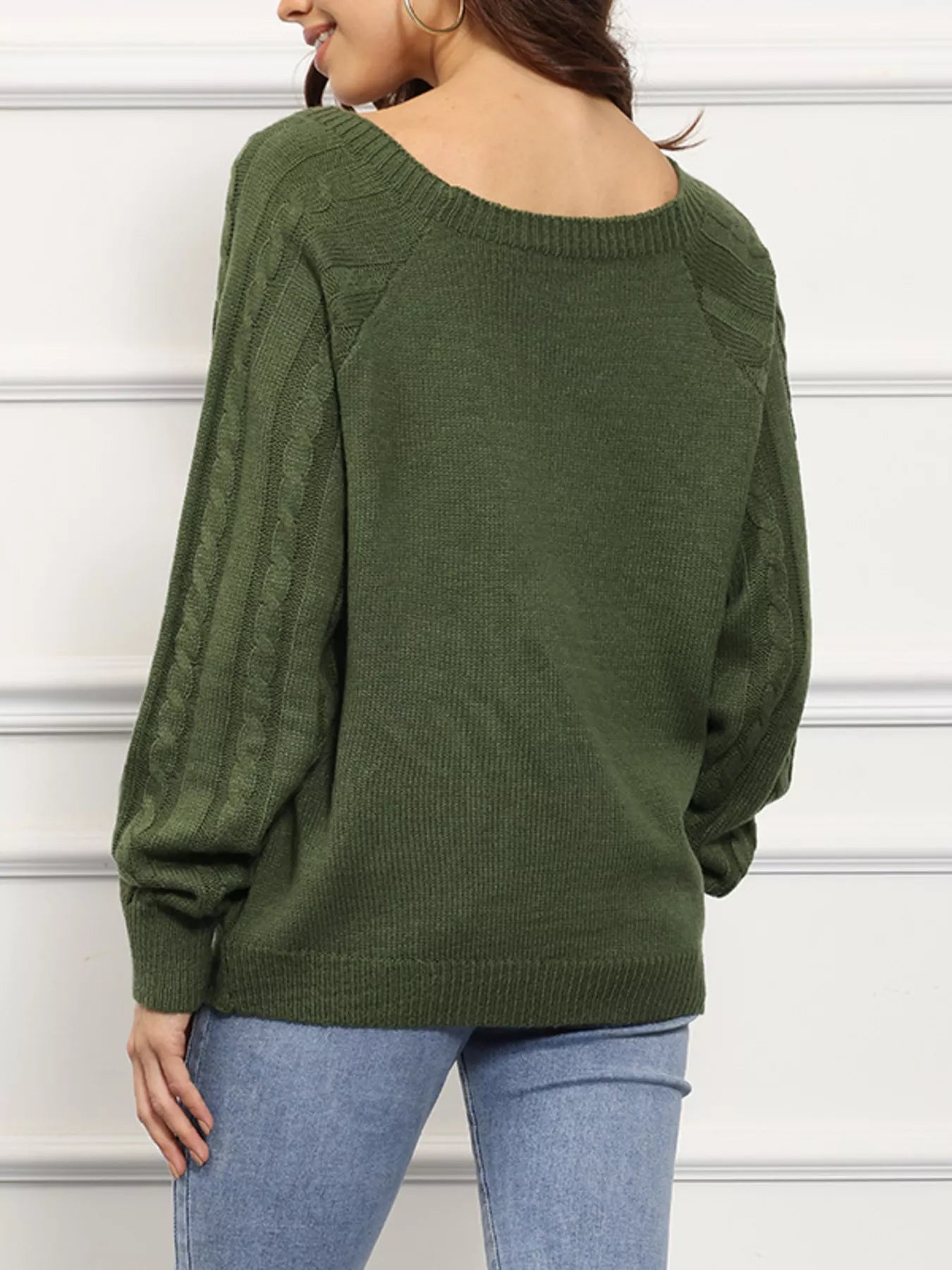 Cable Knit Boat Neck Sweater - PBNJ FASHIONS