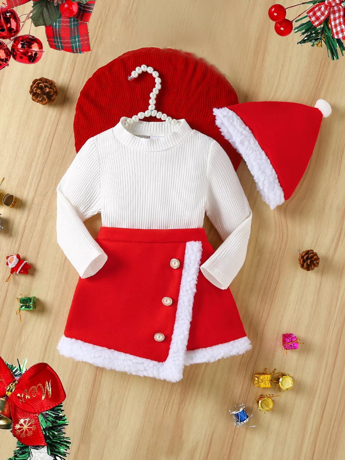 Children's Christmas Outfit Set with Santa Hat - PBNJ FASHIONS
