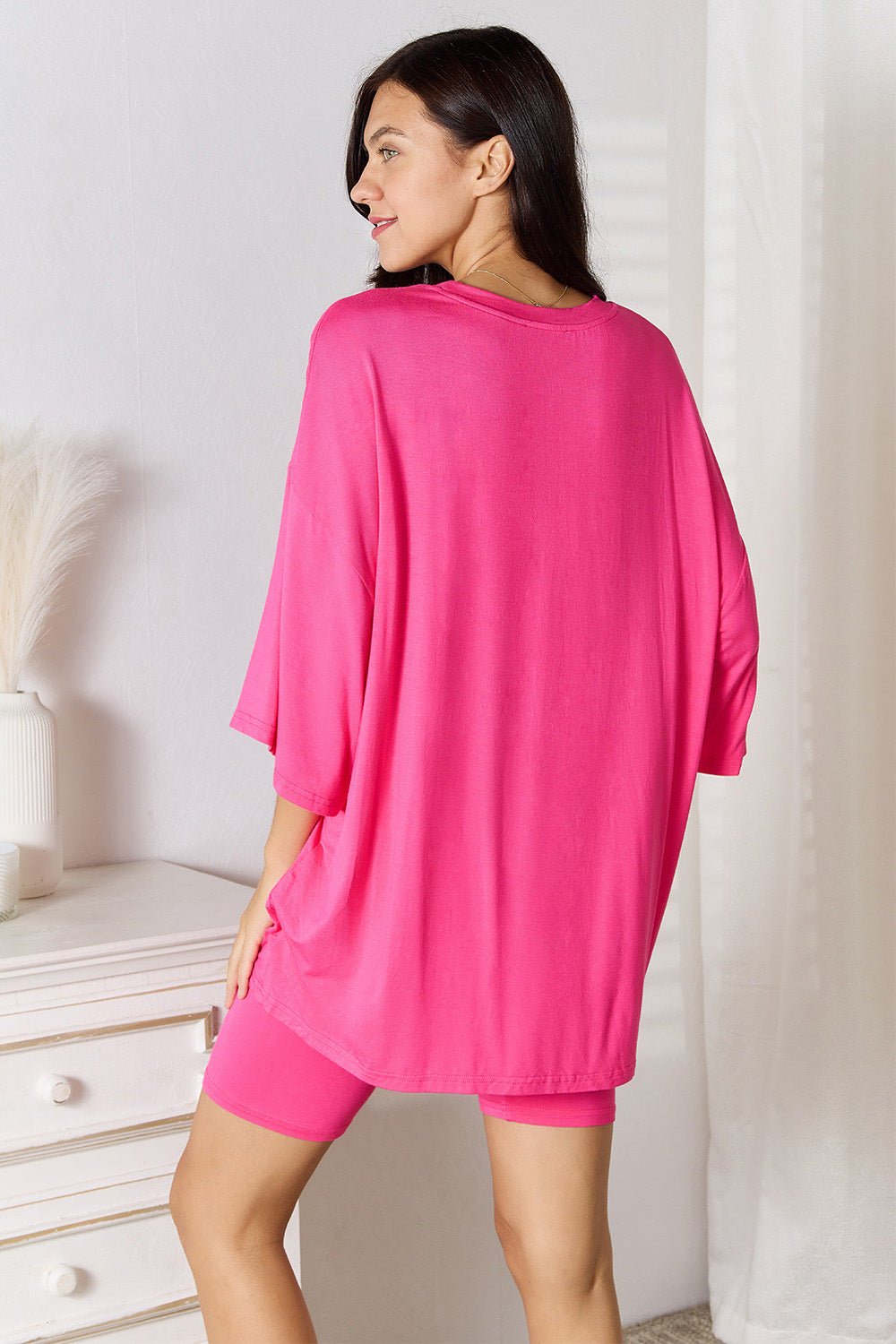Basic Bae Full Size Soft Rayon Three - Quarter Sleeve Top and Shorts Set - PBNJ FASHIONS