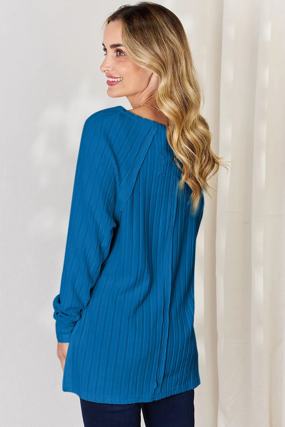 Basic Bae Full Size Ribbed Round Neck Slit T-Shirt - PBNJ FASHIONS