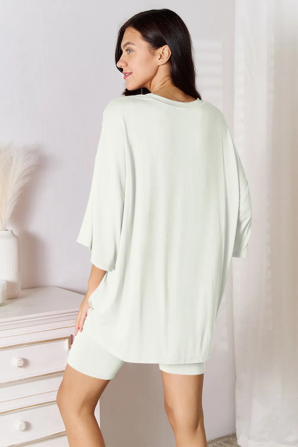 Basic Bae Full Size Soft Rayon Three - Quarter Sleeve Top and Shorts Set - PBNJ FASHIONS