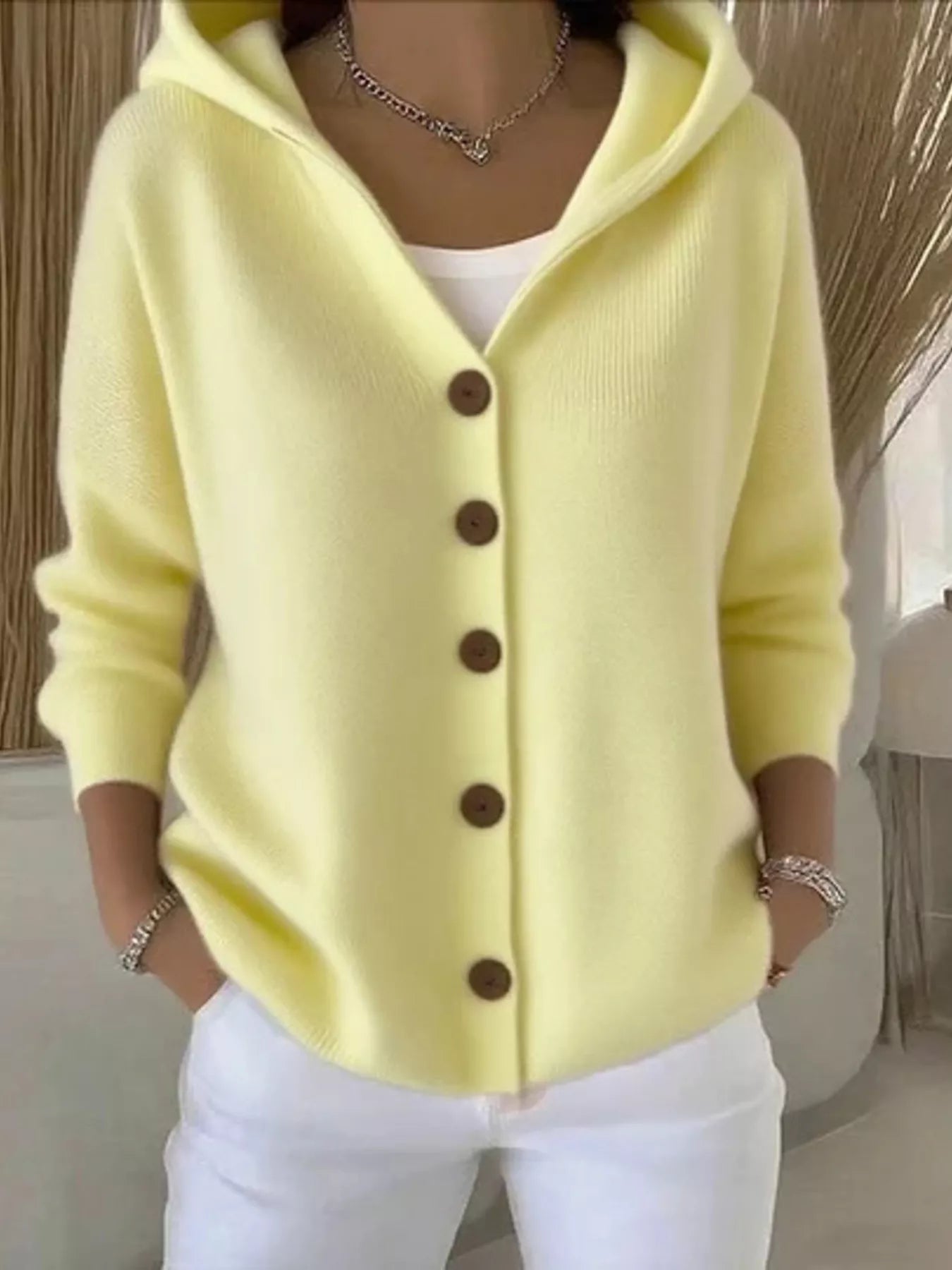 Full Size Hooded Button - Down Knit Cardigan Plus Size - PBNJ FASHIONS