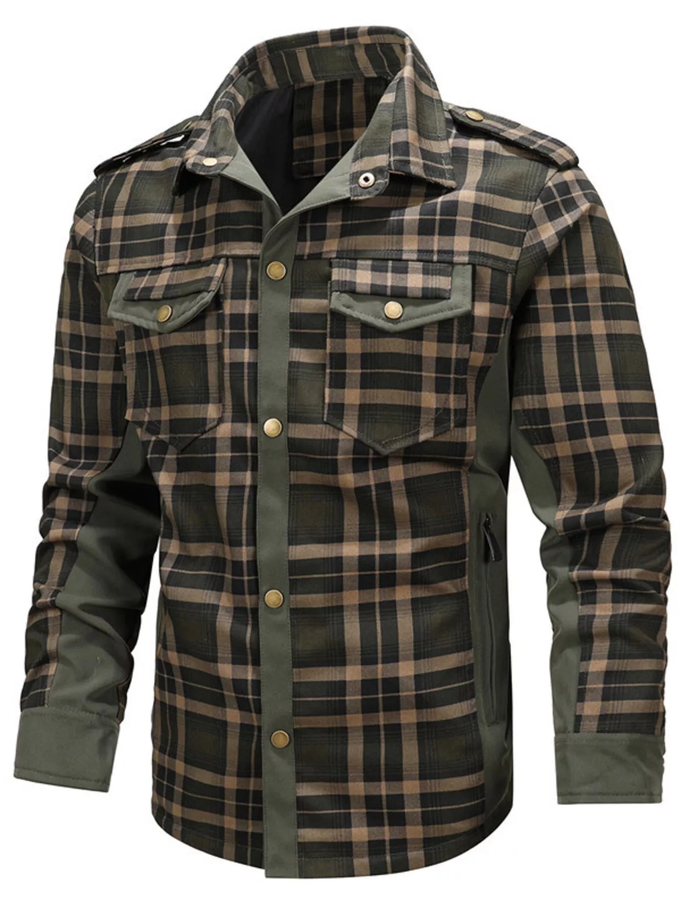Men's Full Size Button Up Long Sleeve Plaid Shirt Plus Size - PBNJ FASHIONS