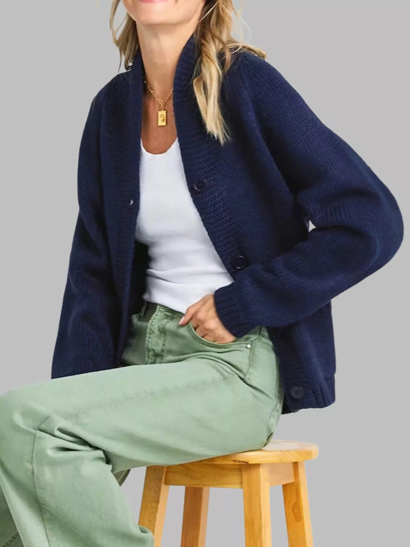 USA Flag Chunky Knit Button - Down Cardigan - PBNJ FASHIONS