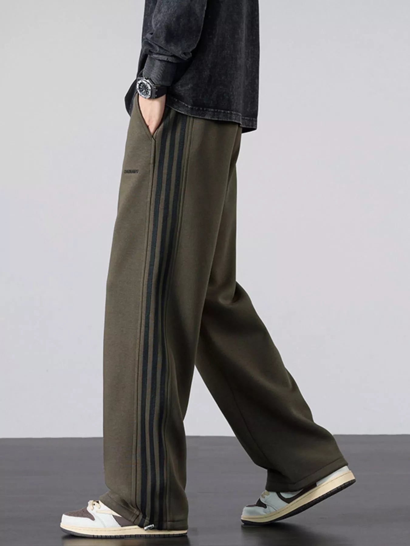 Men's Plus Size Casual Striped Wide Leg Sweatpants - PBNJ FASHIONS