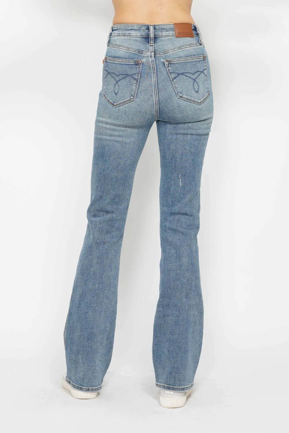 Judy Blue Full Size Tummy Control Back Embroidered Pocketed Bootcut Jeans Plus Size - PBNJ FASHIONS