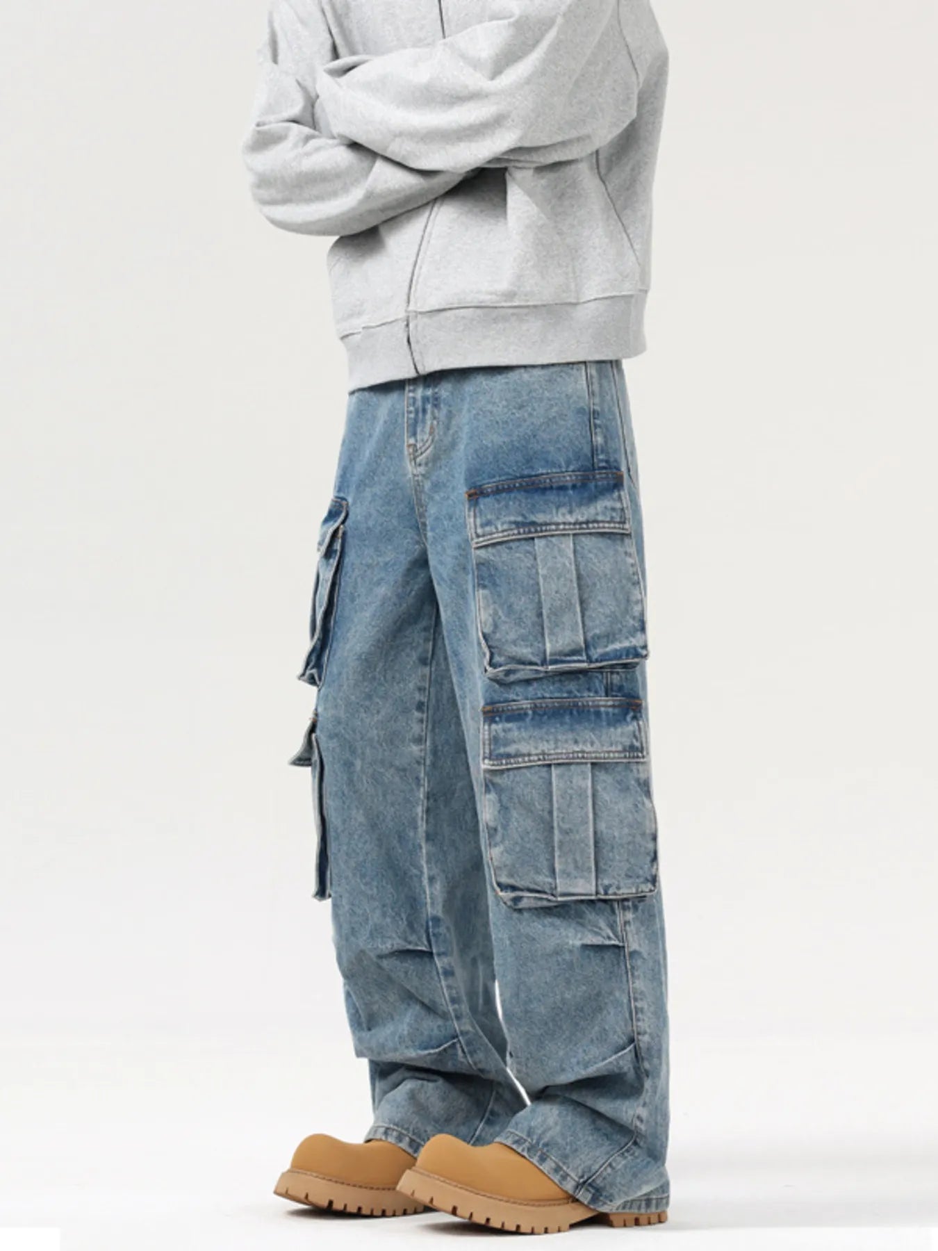Men's Wash Multi - Pocket Cargo Jeans - PBNJ FASHIONS