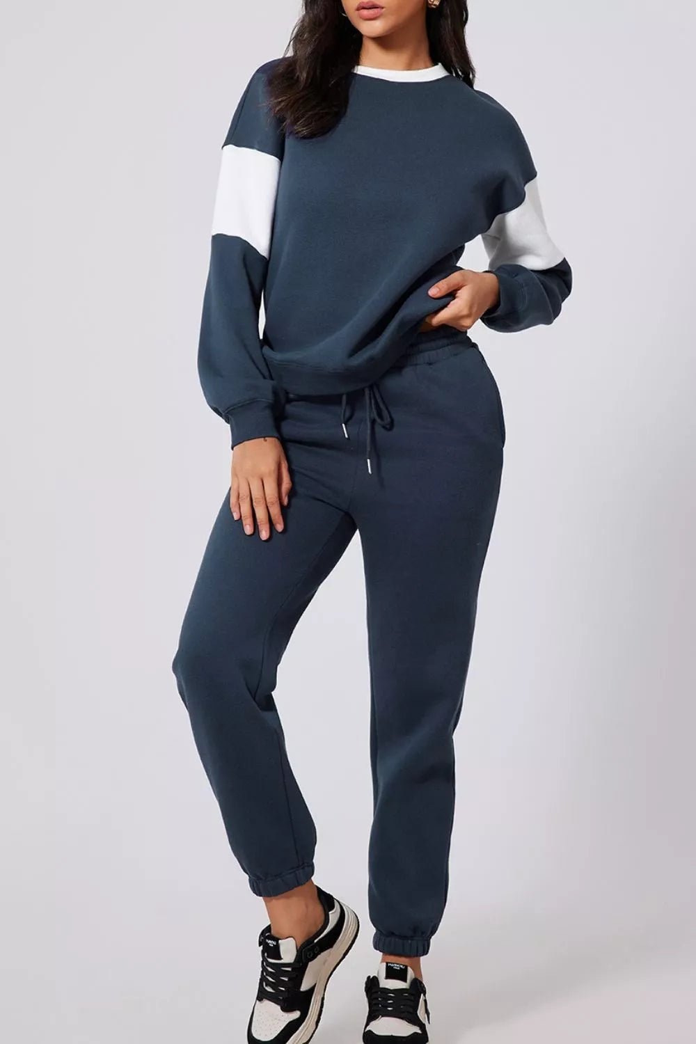 Drop Shoulder Loose Sweatshirt and Joggers Active Set - PBNJ FASHIONS