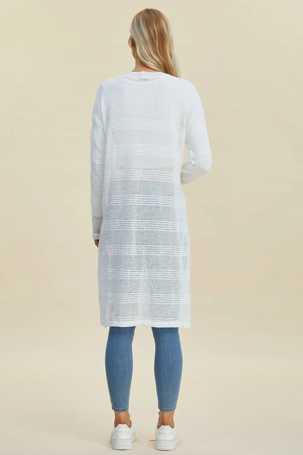 Double Take Full Size Open Front Longline Cardigan - PBNJ FASHIONS